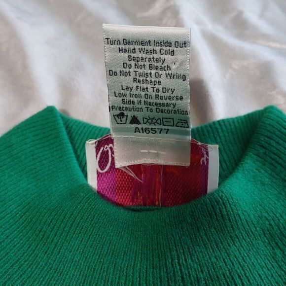 Vintage Quacker Factory Green Crew Neck Bedazzled Christmas Sweater‎ Sz S - Picture 6 of 7